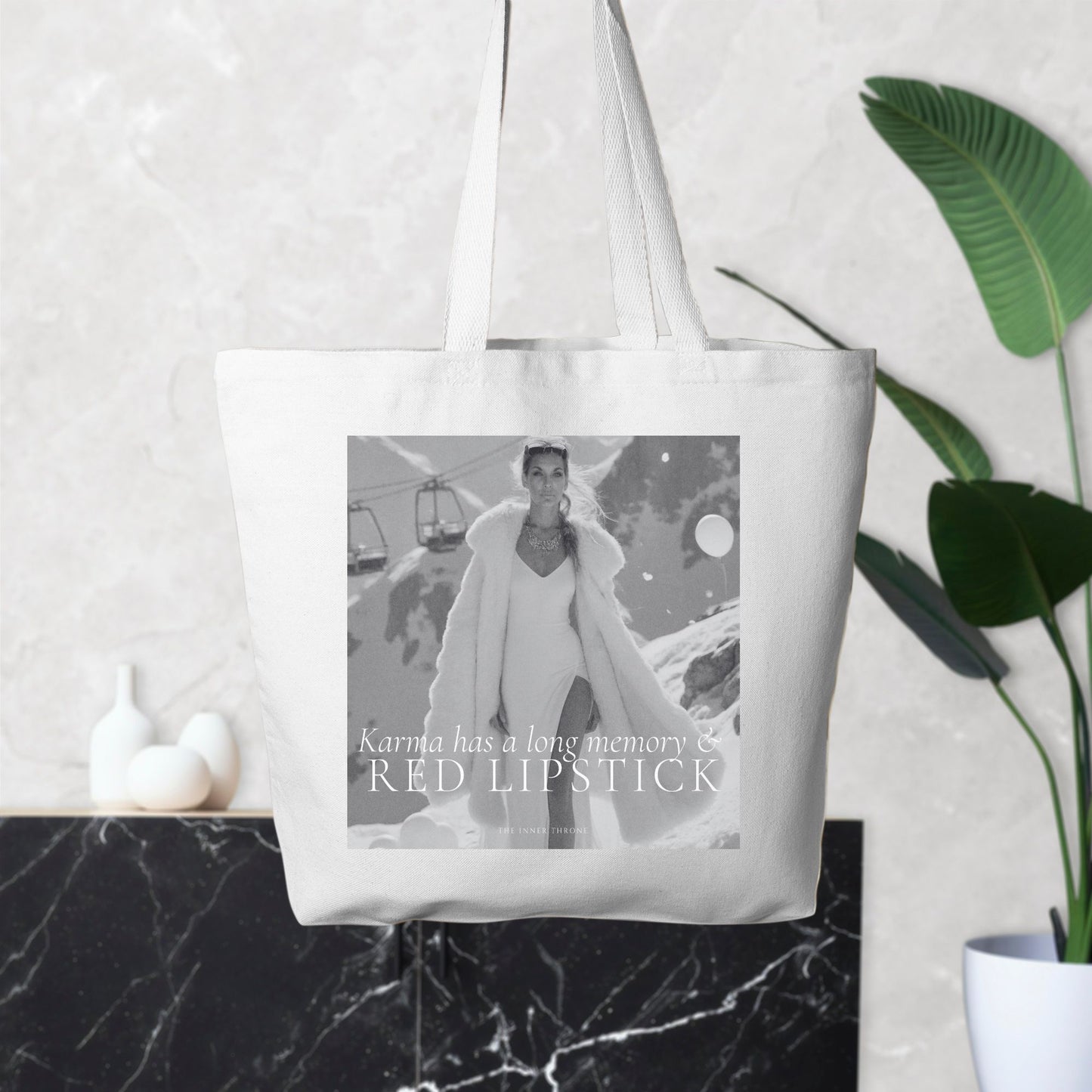 Karma & Red Lipstick Oversized Tote